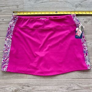 Tommy Bahama Bright Pink Athletic Skort with Floral Side Panels